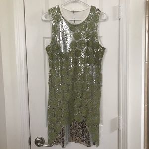 Zara green and silver sequins dress